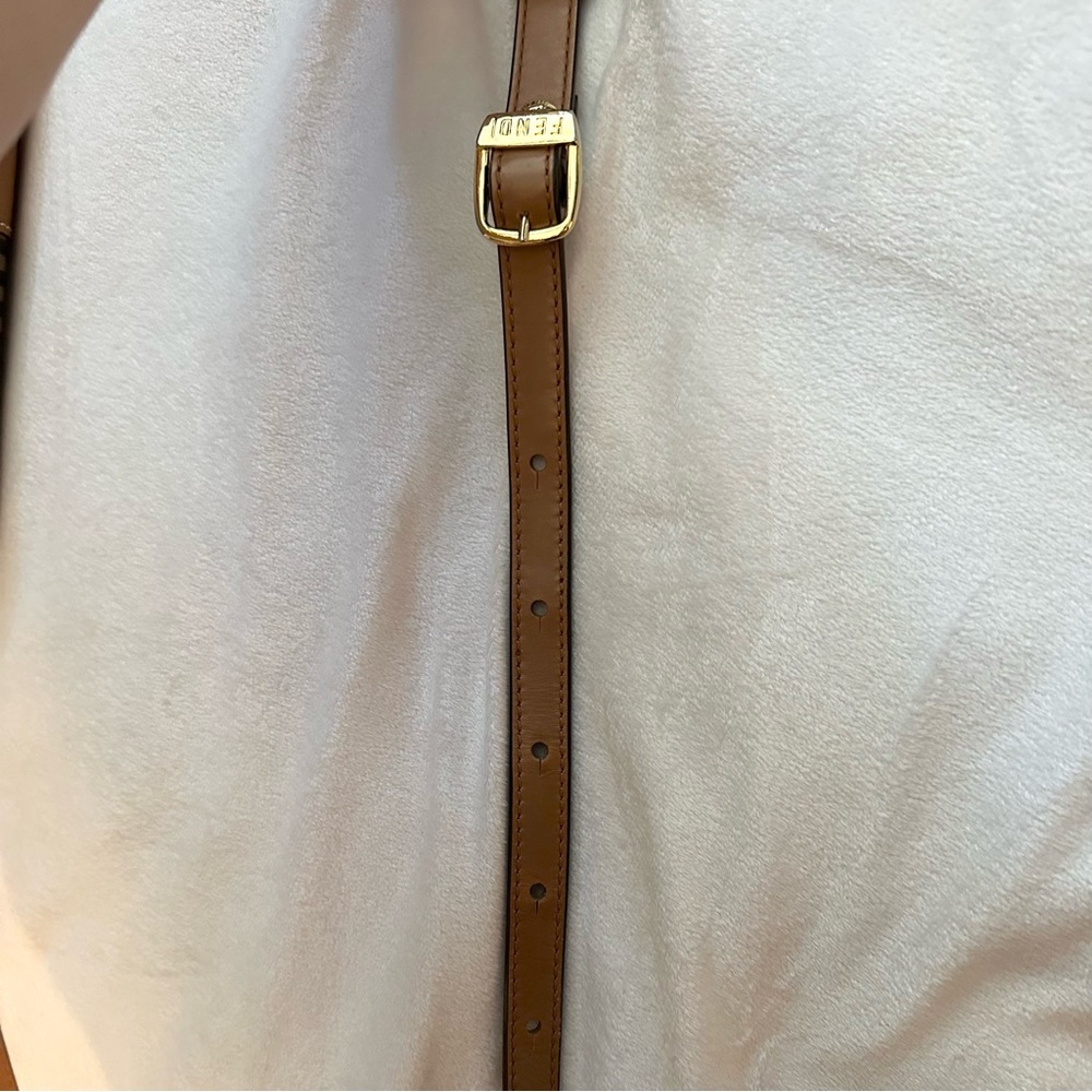 Vintage Fendi Pequin Stripe Flap Crossbody/ Shoulder Bag Purse tan black EUC - Picture 11 of 16